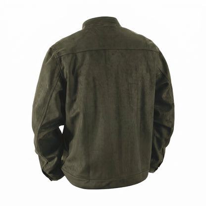 Marlow suede shirt jacket in green, back view