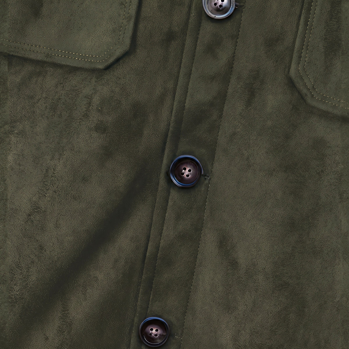 Marlow suede shirt jacket in green, button placket detail