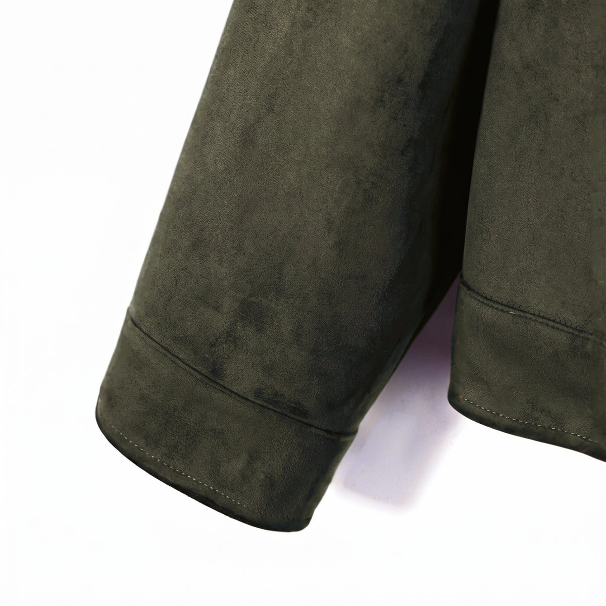 Marlow suede shirt jacket in green, buttoned cuff detail
