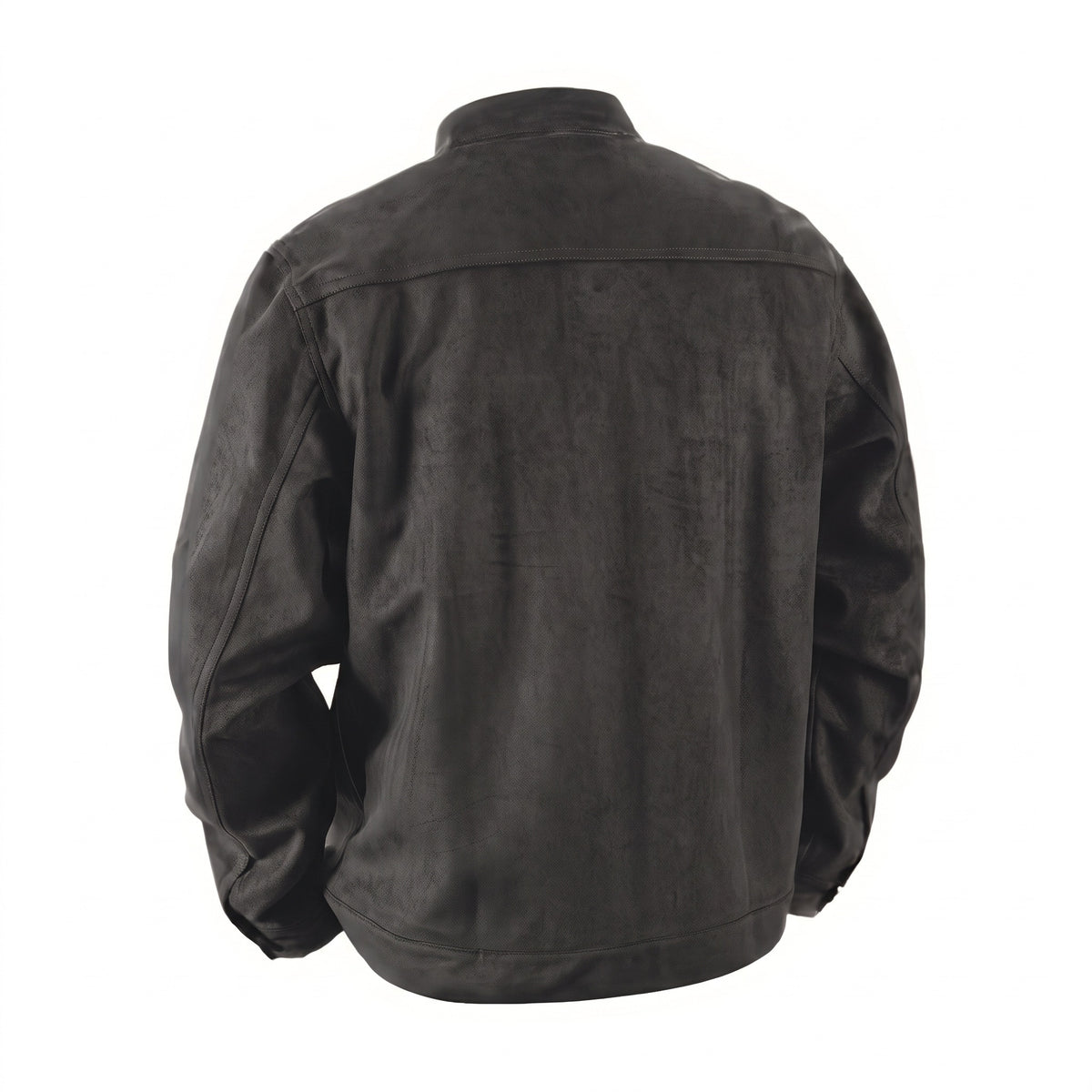 Marlow suede shirt jacket in grey, back view