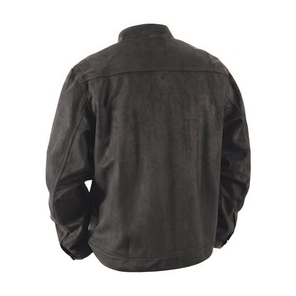 Marlow suede shirt jacket in grey, back view
