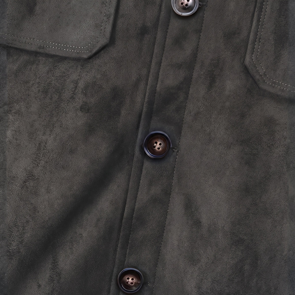Marlow suede shirt jacket in grey, button placket detail
