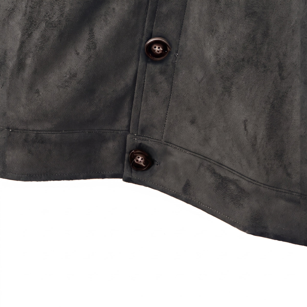 Marlow suede shirt jacket in grey, hem detail