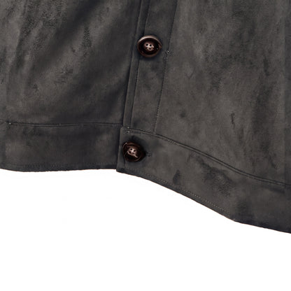 Marlow suede shirt jacket in grey, hem detail
