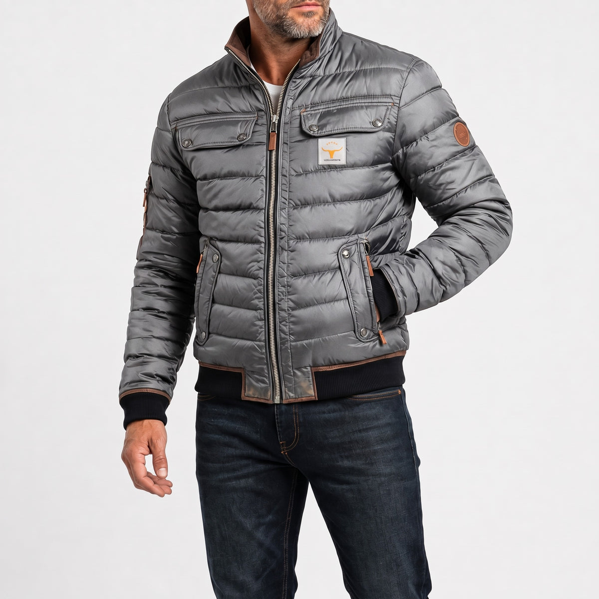 Ralston Vintage Mid-Season Jacket in Grey, worn