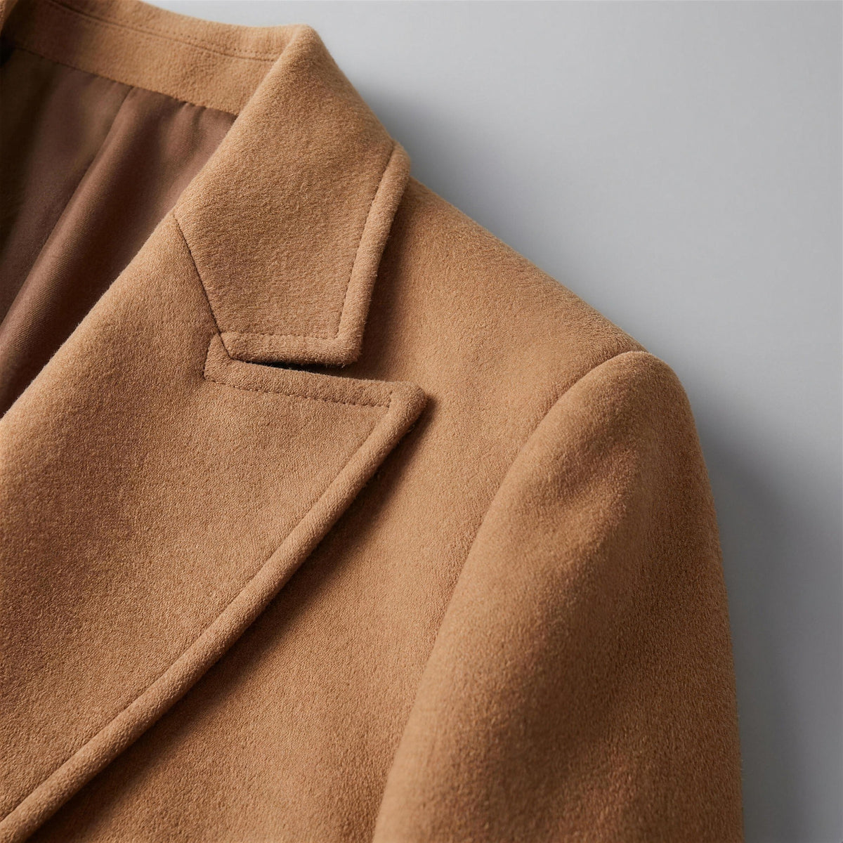 Rothley Wool Overcoat - Brown, lapel detail