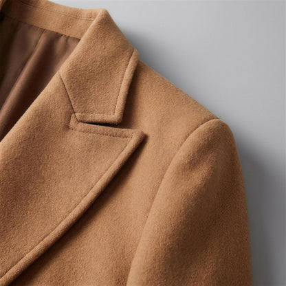 Rothley Wool Overcoat - Brown, lapel detail