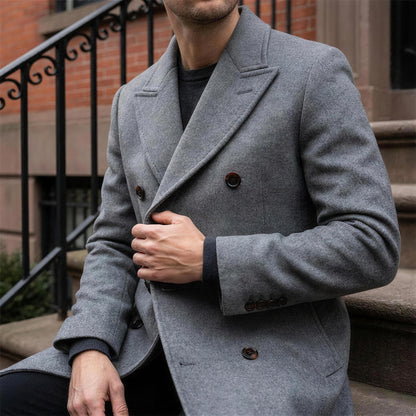 Rothley Wool Overcoat - Gray, close-up