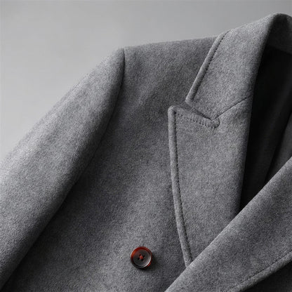 Rothley Wool Overcoat - Gray, lapel detail