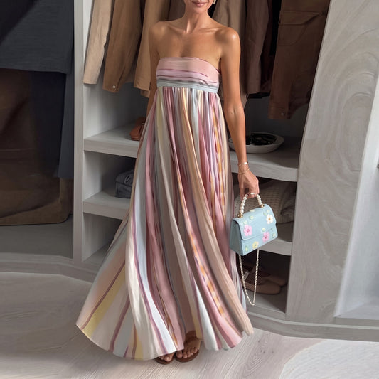 Evrey Solstice dress in Pastel Stripe, walk-in wardrobe