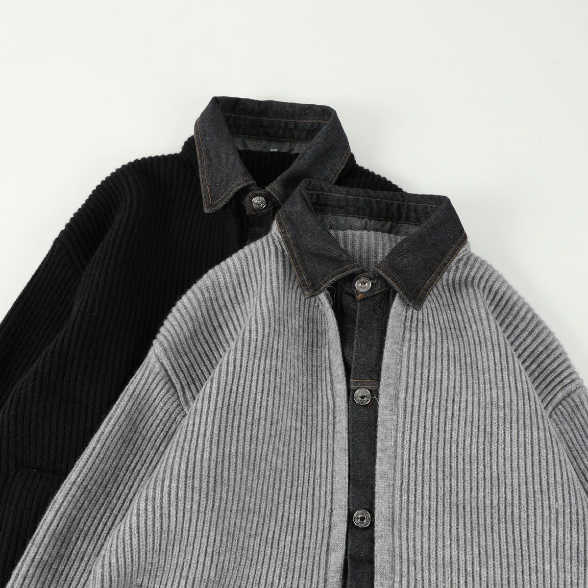 Soren wool jacket in Black and Grey side by side