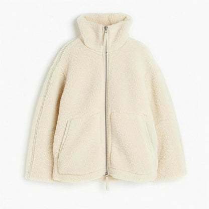 Sylvie Alpaca Oversized Coat in beige, flat view