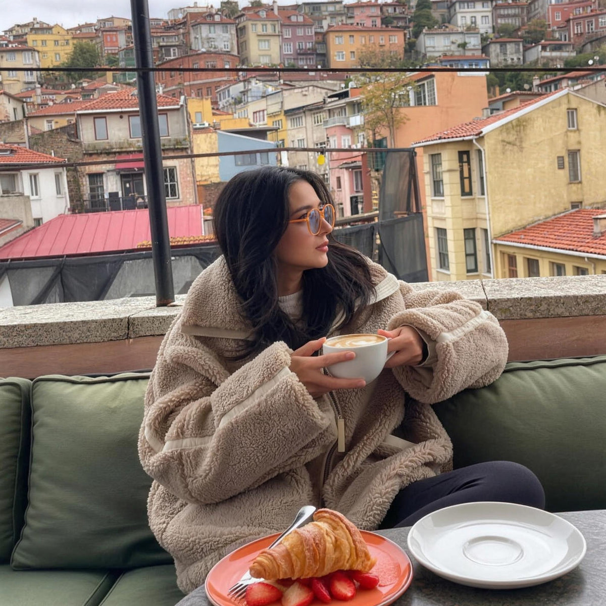 Sylvie Alpaca Oversized Coat in coffee, cafe look