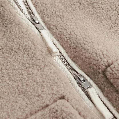Sylvie alpaca coat front zip detail