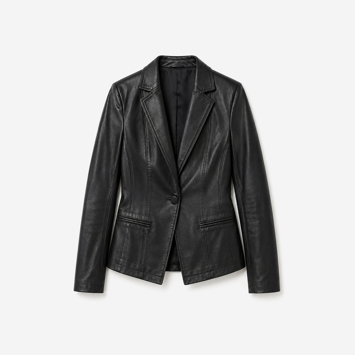 Vera fitted leather blazer in black, product shot