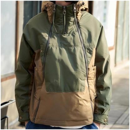 Model wearing the Rowe Alpine Anorak outdoors